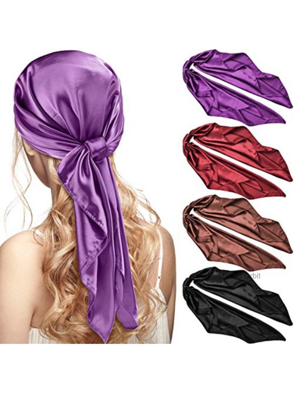 Satin Square Scarf Set Silky Head Wrap Bandana Hair Accessory